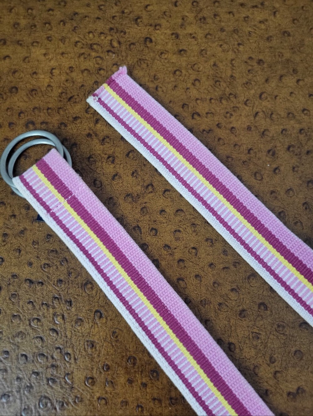 American Eagle Pink Stripe Fabric Belt with Double Ring Closure